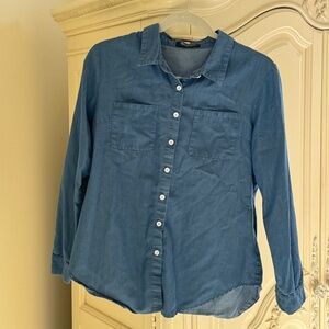 Denim-Colored Button-Up Shirt